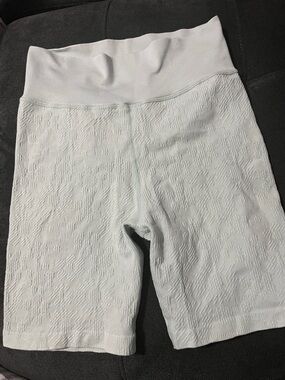 High-Waist Textured Light mint green Women's Bike Shorts